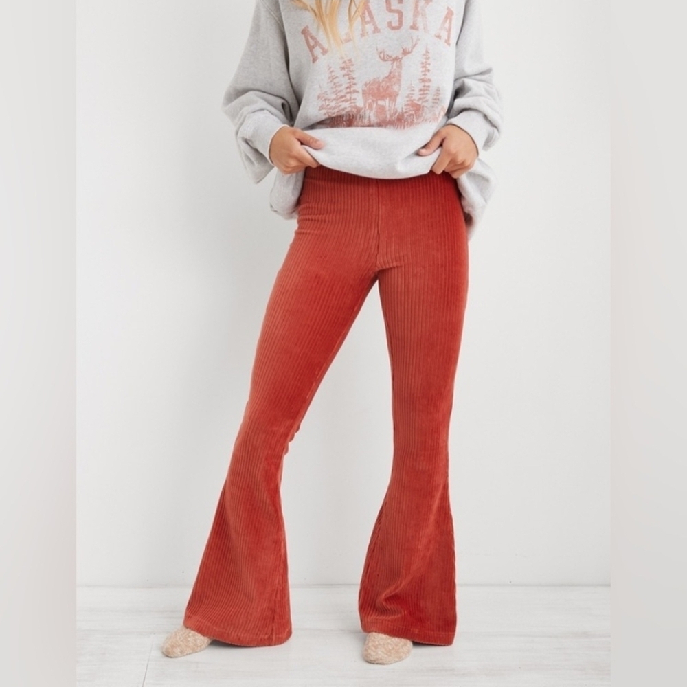 New American Eagle Super High Rise Corduroy Flare Legging S